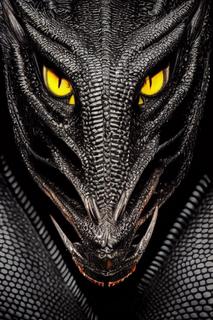 a stunning beautiful detailed portrait photo of a black dragon with amber eyes, head,neck, shoulders, wings -s50 -b1 -W512 -H768 -C7.5 -Ak_heun -U 2.0 0.6 -S1387387774